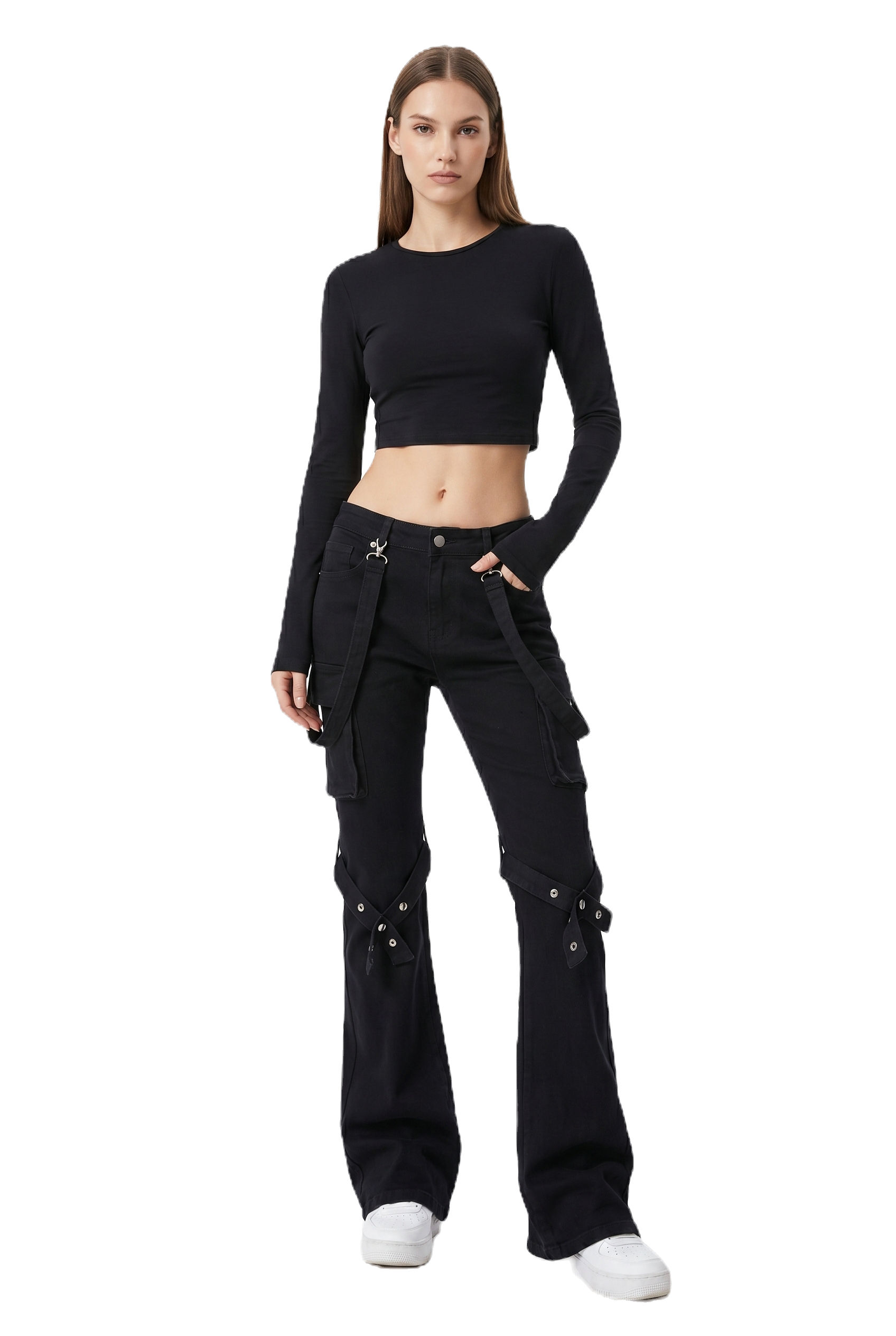 Calça Cargo Denim Gothic Rings