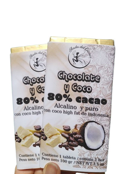 Miniatura: Chocolate 80% con coco natural 100 gr