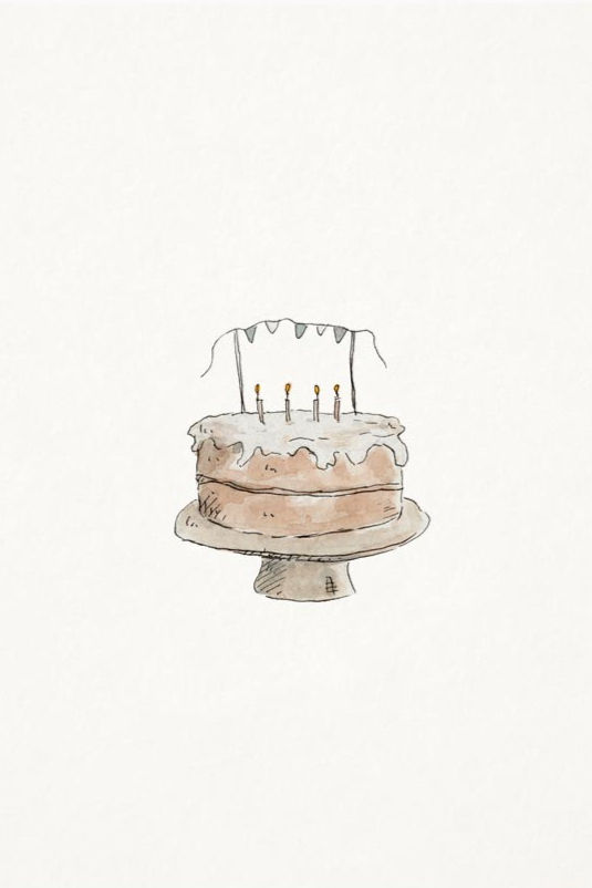 inkylines Grusskarte Kuchen mit handgezeichneter Illustration auf off-white FSC-Papier im A6-Format