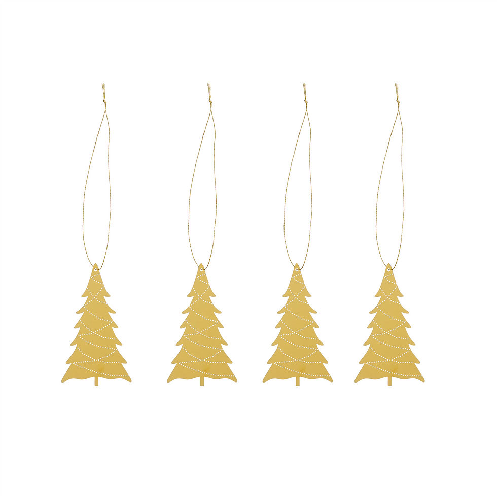 Cooee Design Weihnachtsdeko Tannenbaum in Messing, 4er-Set aus pulverbeschichtetem Edelstahl für Weihnachtsbaum, Zweige und f