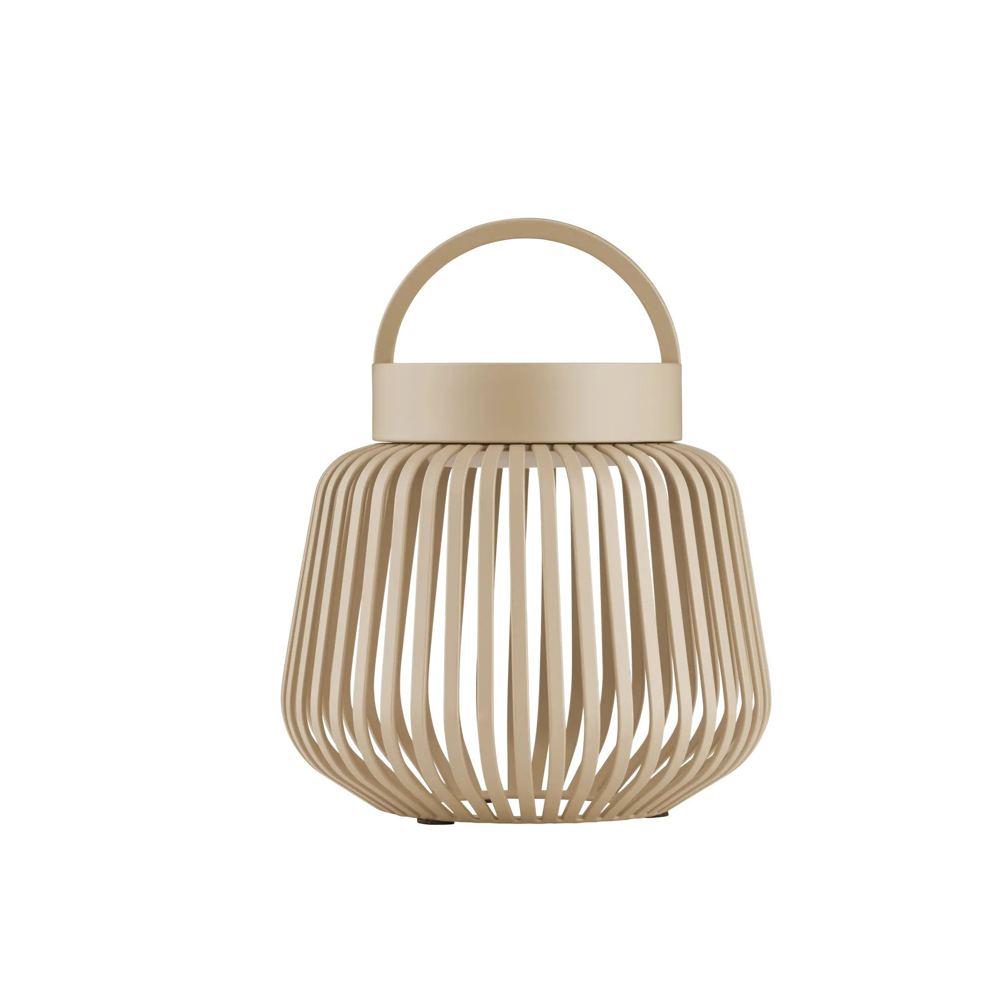 LITO Akku LED Leuchte XS in Nomad mit offenem Streben-Design und gebogenem Tragegriff von Blomus.