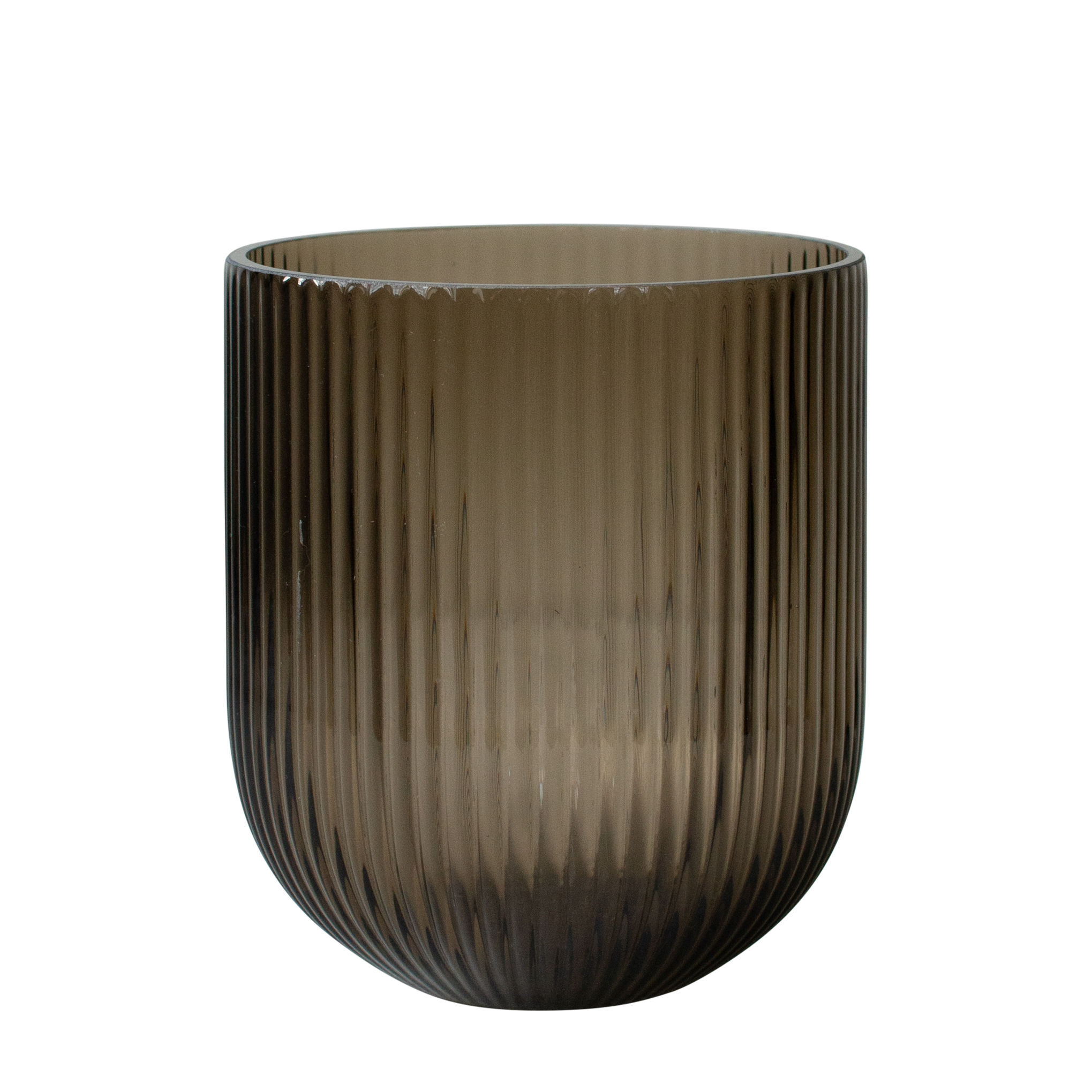 Geriffelte, braune, hohe Blumenvase von DBKD.