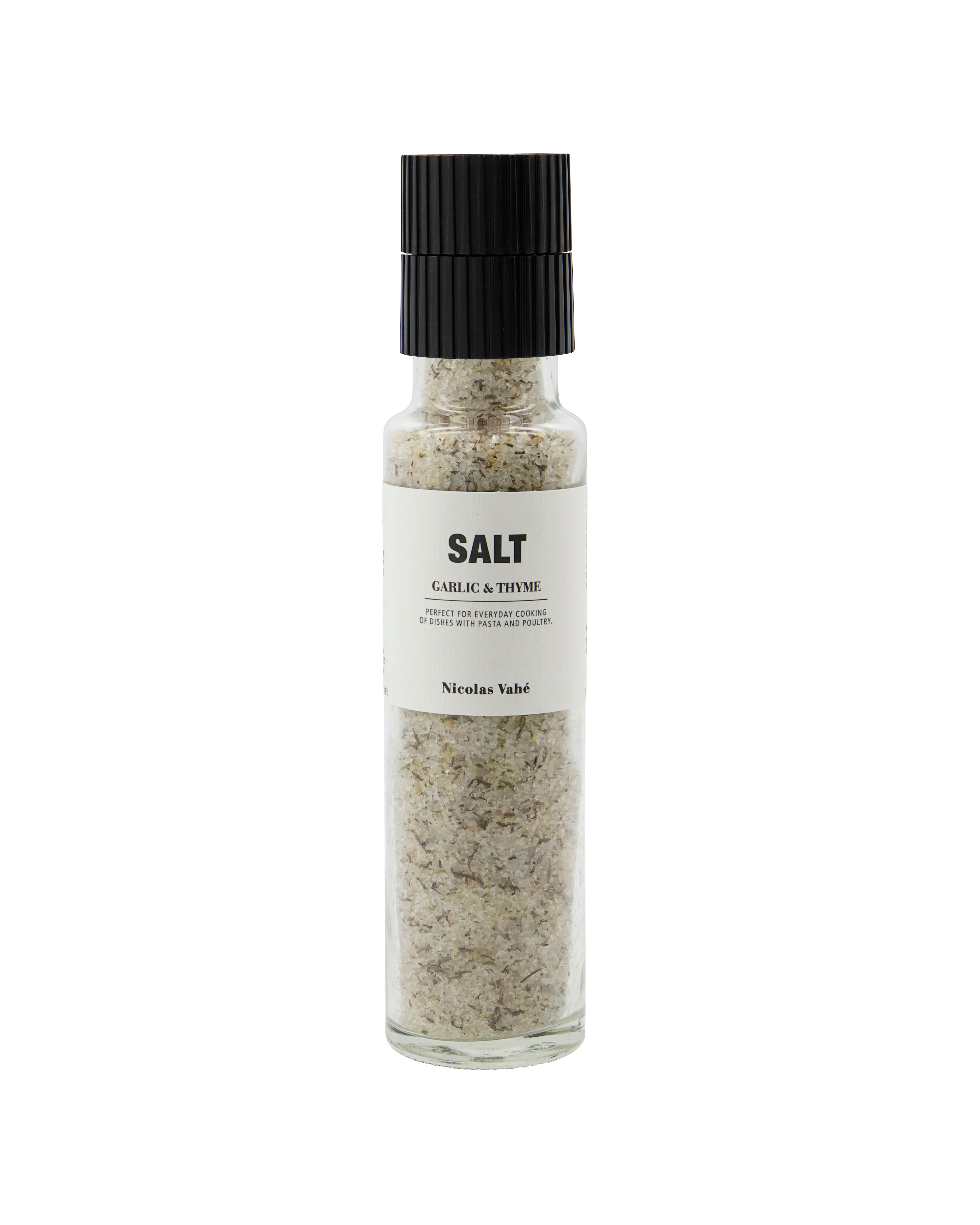 Nicolas Vahé Salz-Mischung mit Knoblauch und Thymian in Keramikmühle.