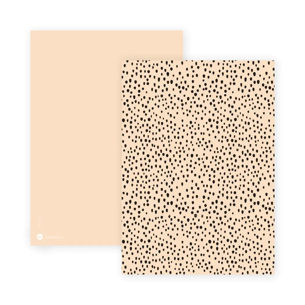 Beige Postkarte mit schwarzen Punkten von feines