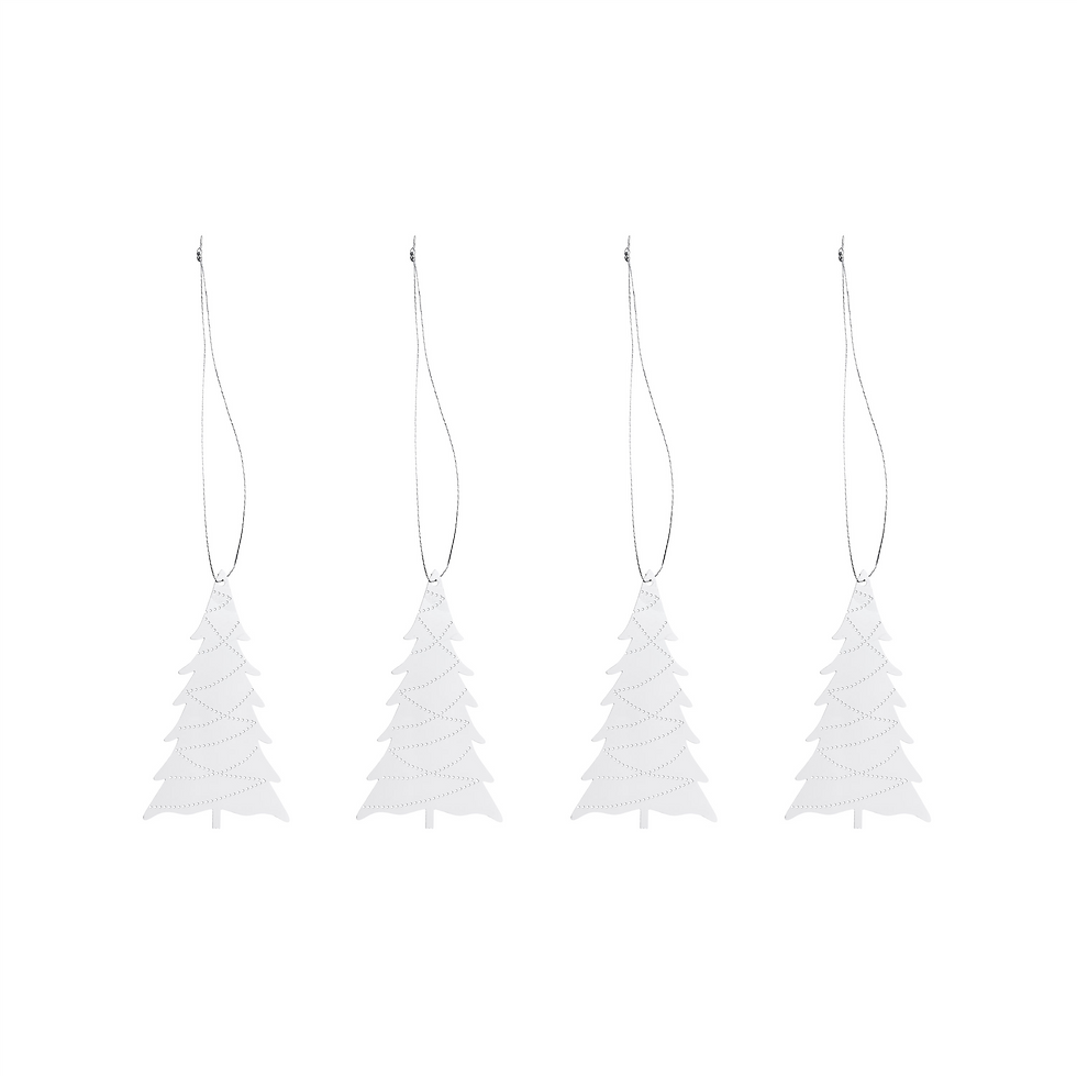 Cooee Design Weihnachtsdeko Tannenbaum in Edelstahl, 4er-Set, je 10 × 7 × 1 cm, als Anhänger für Weihnachtsbaum und Zweige