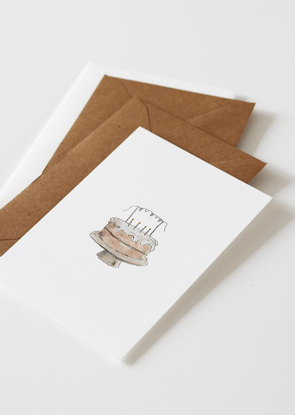 inkylines Grusskarte Kuchen mit handgezeichneter Illustration auf off-white FSC-Papier im A6-Format