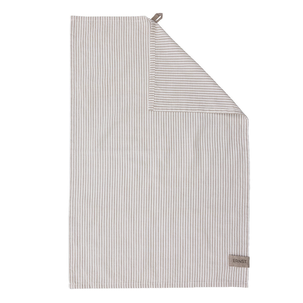 Geschirrtuch beige-weiss gestreift von der schwedischen Marke ERNST Form.