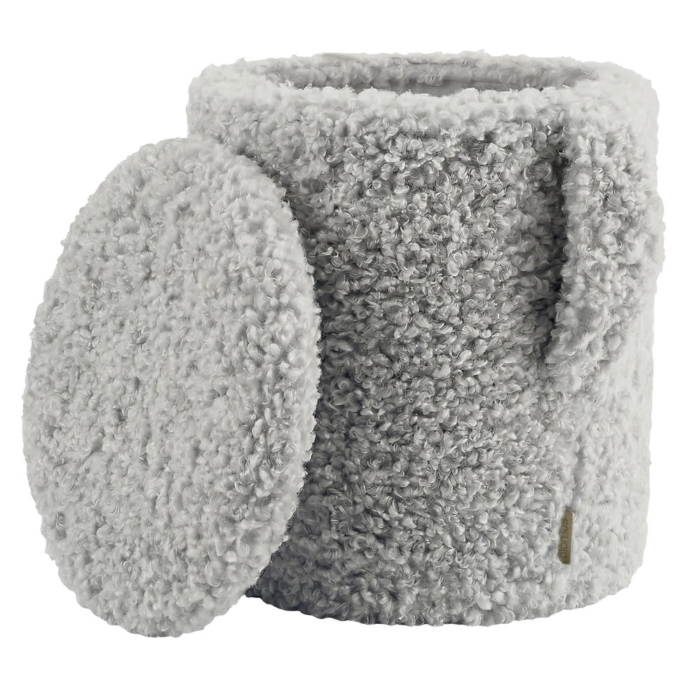 blomus TEDDY Hocker in Sharkskin mit weichem Polyesterbezug, Stauraum, Trageschlaufe und Filzgleitern, 40 cm hoch und 35 cm D