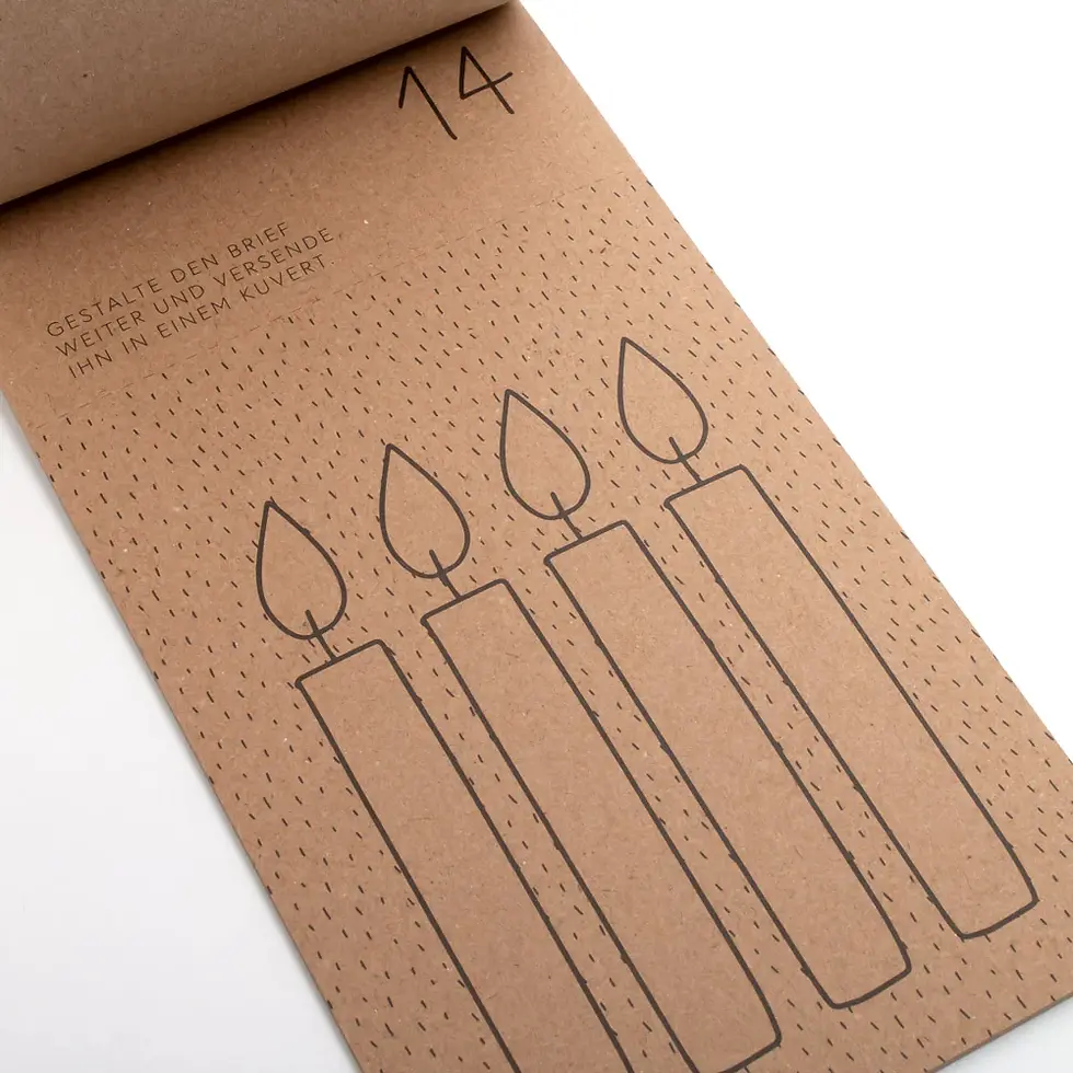Adventskalender mit Illustrationen, Sprüchen und Zeichenvorlagen von feines.