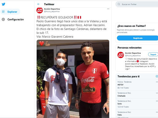 Guerrero se encuentra en Lima y se recupera en La Videna