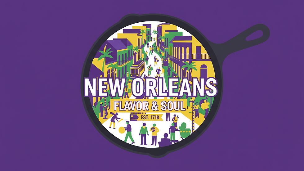 High angle view of a vibrant New Orleans street with colorful buildings