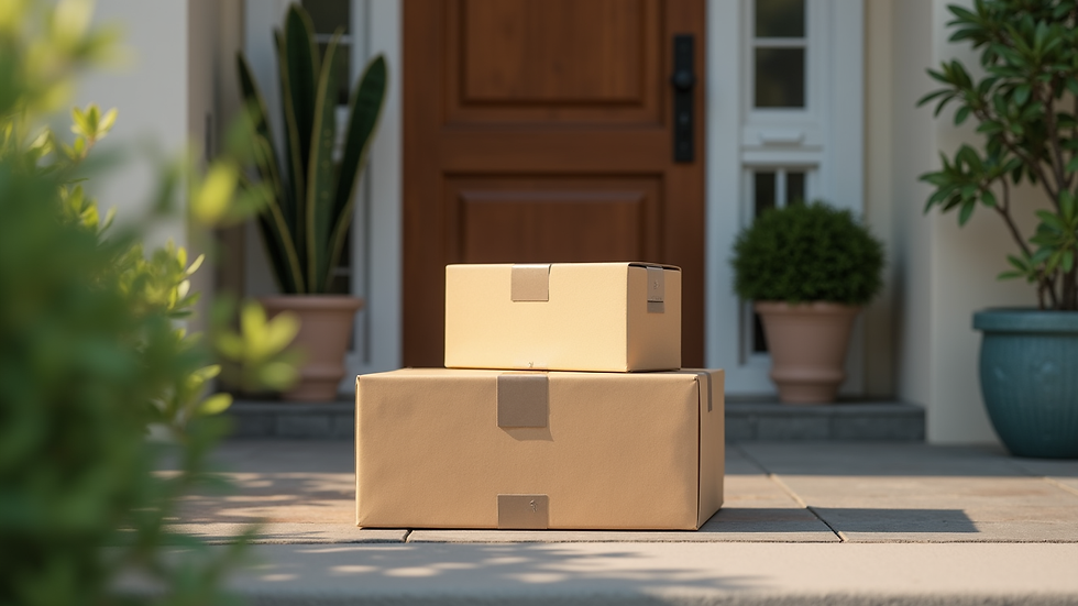 Close-up of a delivery package with medicine boxes on a doorstep