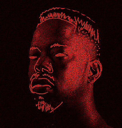 Mo Laudi, Afro house DJ and sound artist, portrait in red light