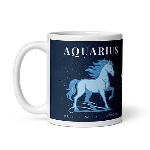 Aquarius Zodiac Horse Mug  Hard to Catch, Easy to Love | Horoscope Gift  | The Enchanted Horse