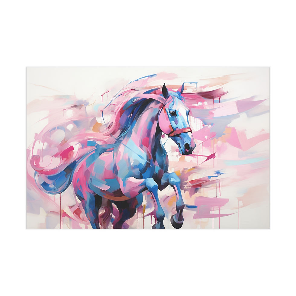 horse wall art in pink