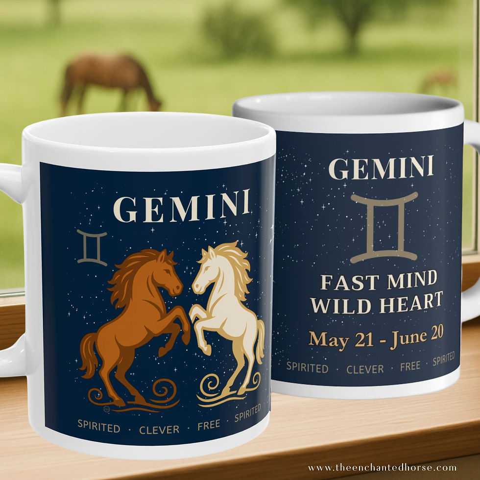 Gemini Astrology Coffee Mug with Twin Horse Constellation Design