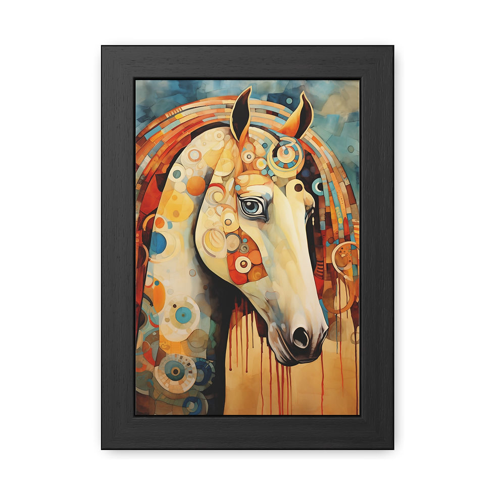 horse wall artwork in the style of Klimt