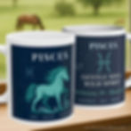 Pisces Zodiac Horse Mug with flowing cosmic design and Pisces glyph