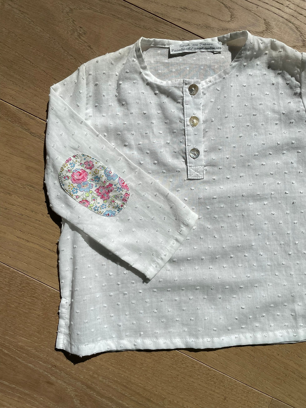 Miniature : Chemise en plumetis blanc coudières Liberty