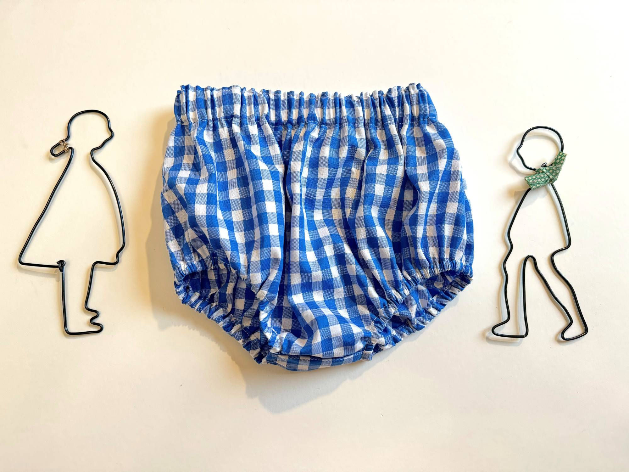 Culotte bouffante bébé en vichy bleu pep's. Mode enfantine. Bloomer rétro chic. Cadeau de naissance