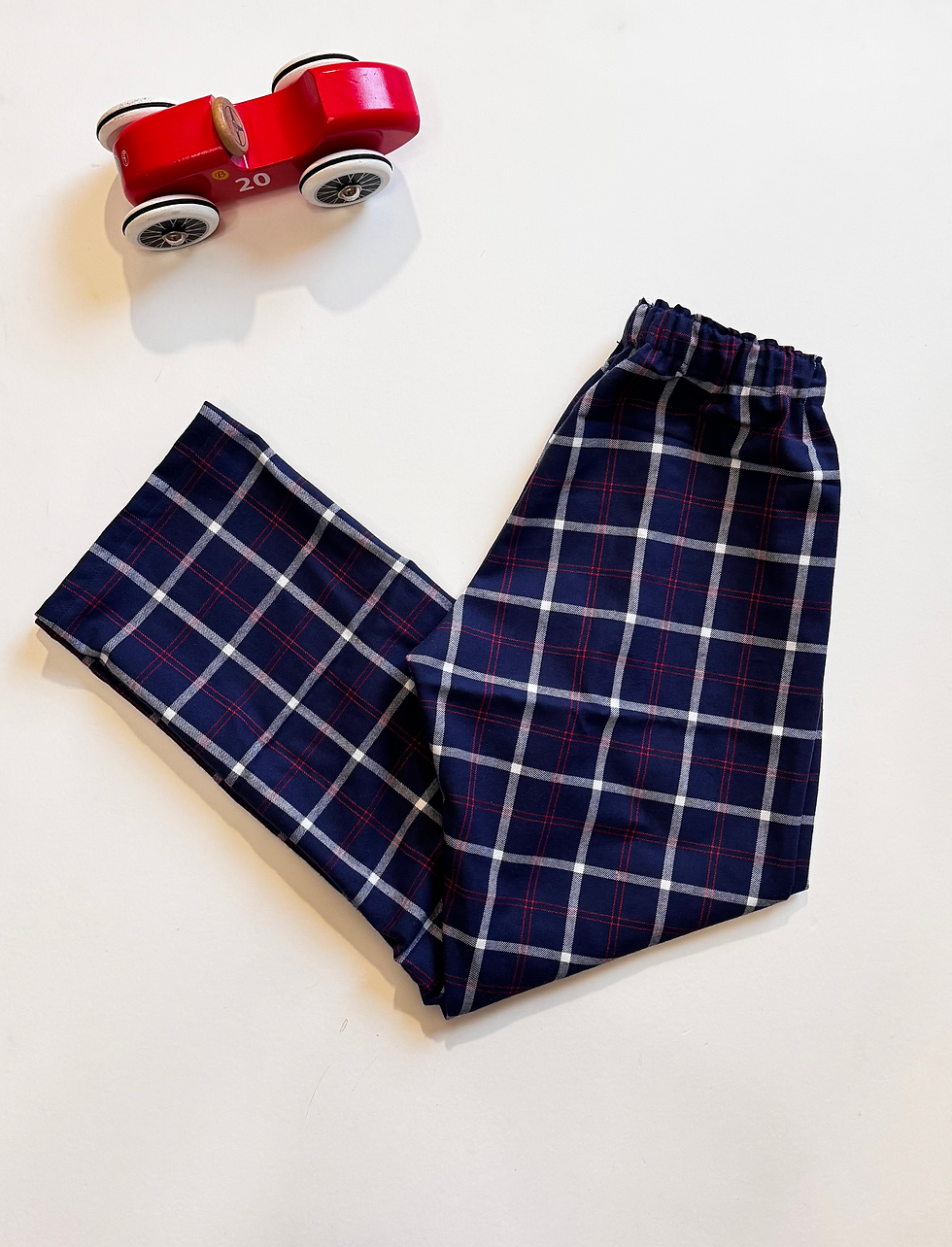 Miniature : Pantalon de pyjama en coton gratté à carreaux taille élastiquée pour garçons.