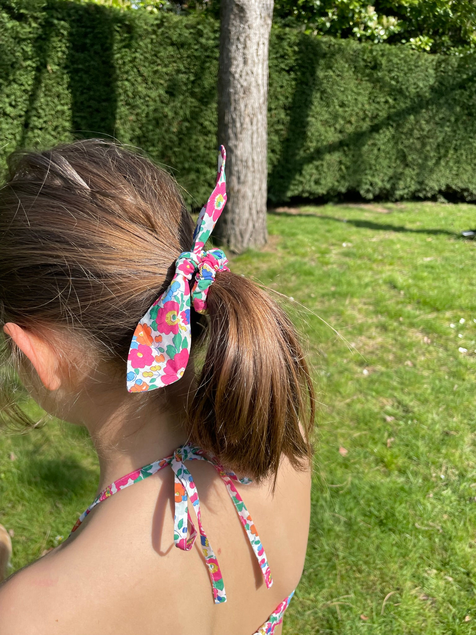 Mini chouchou en Liberty pour petite fille aux cheveux fins, accessoire doux et adapté aux enfants