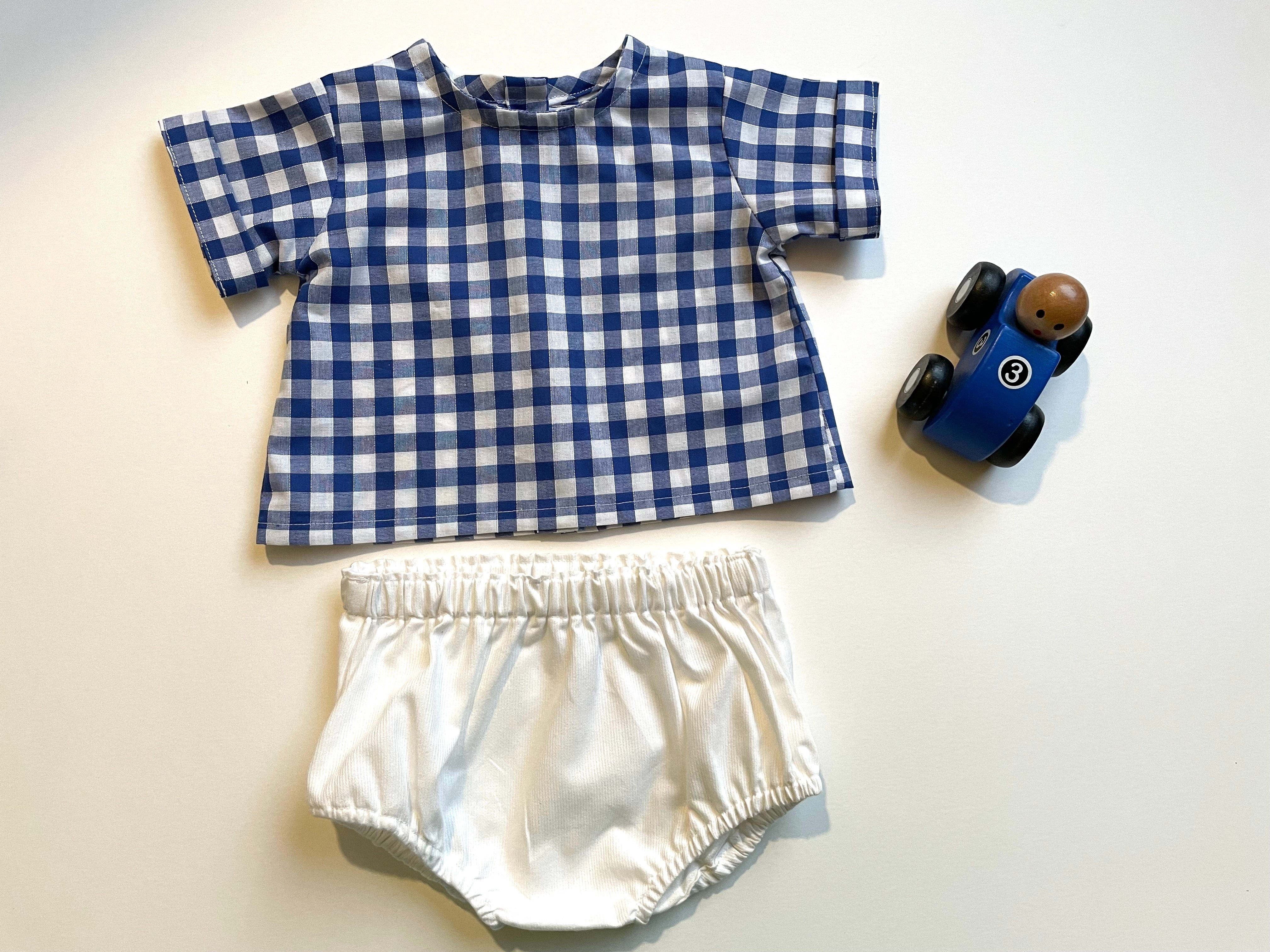 Guimpe vichy bleu et blanc