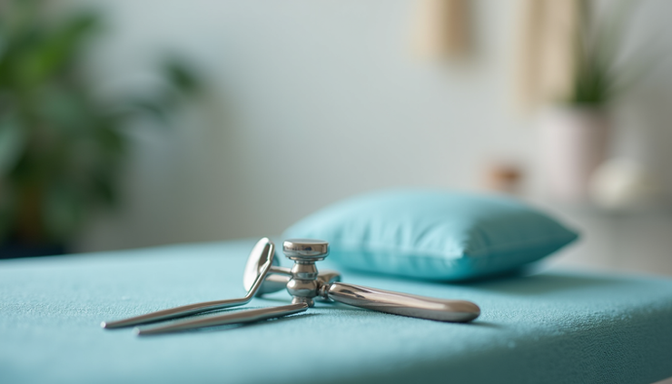 Close-up view of chiropractic tools used in prenatal care