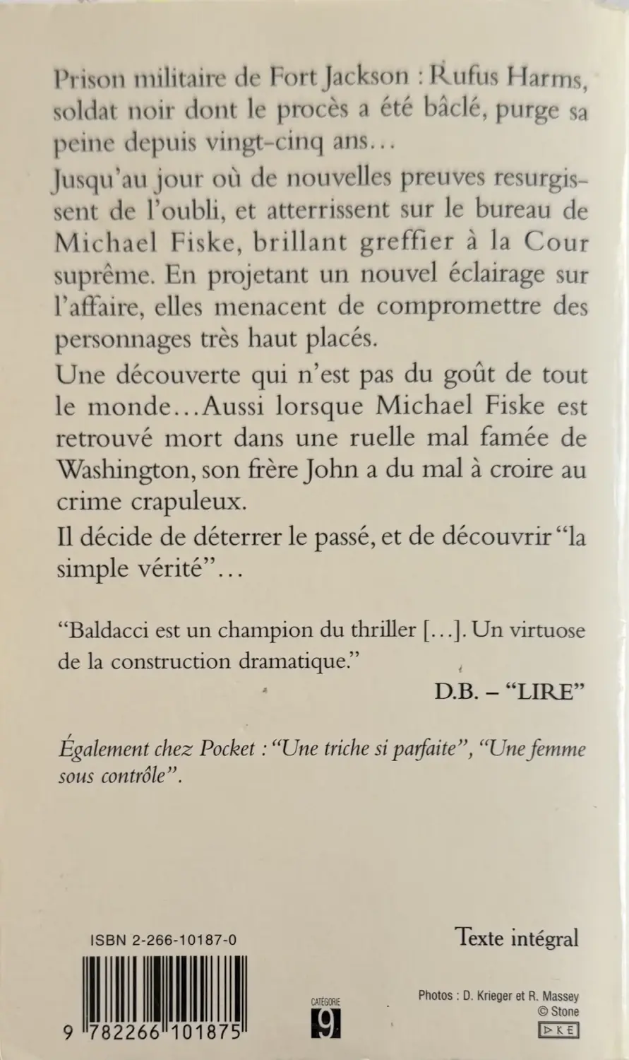 Livre de David Baldacci - La simple vérité | Vinyles & Vintage