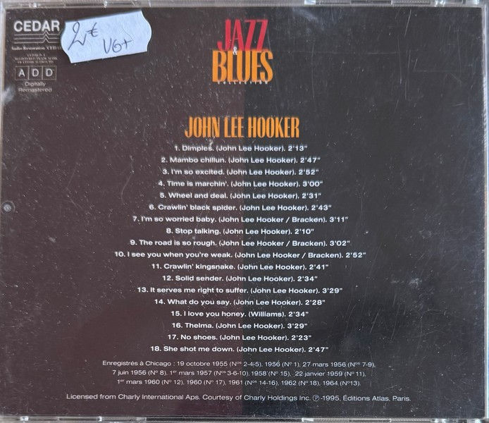 CD de John Lee Hooker – Jazz & Blues Collection Vol. 2 en vente sur www.vinylesandvintage.com