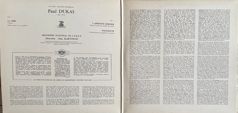 Miniature : Disque vinyle de Paul Dukas - La Peri / L'Apprenti Sorcier / Polyeucte en vente sur www.vinylesandvintage.com
