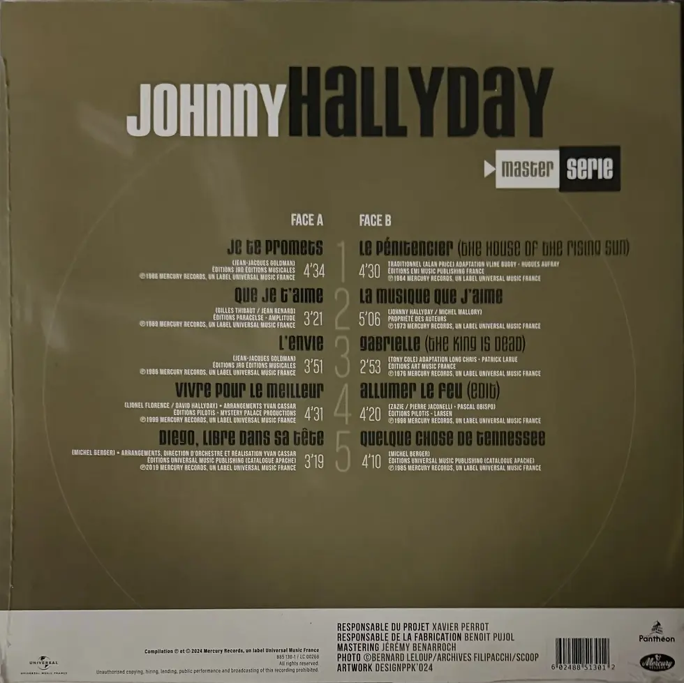 Disque vinyle de Johnny Hallyday - Master Serie | Vinyles & Vintage