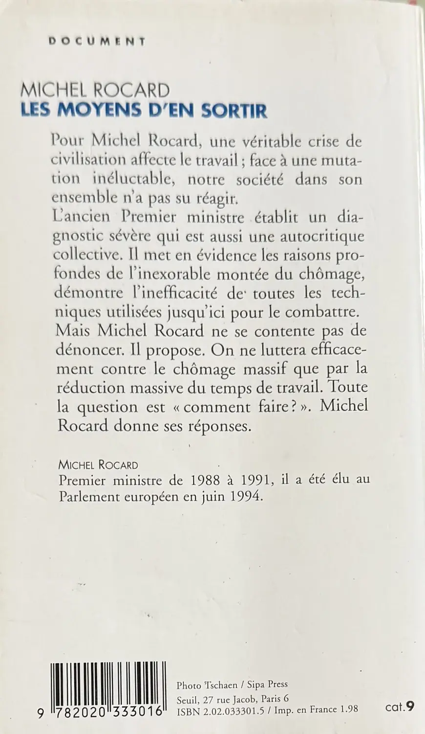 Livre de Michel Rocard - Les moyens d’en sortir | Vinyles & Vintage