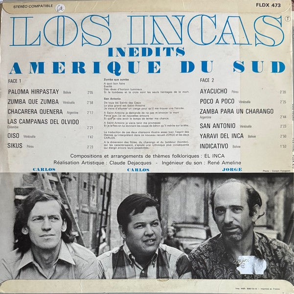 Disque vinyle de Los Incas - Inédits, Amérique Du Sud en vente sur www.vinylesandvintage.com