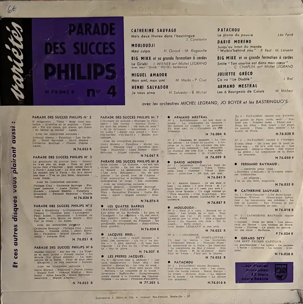 Disque vinyle de Parade Des Succès Philips - N° 4 | Vinyles & Vintage