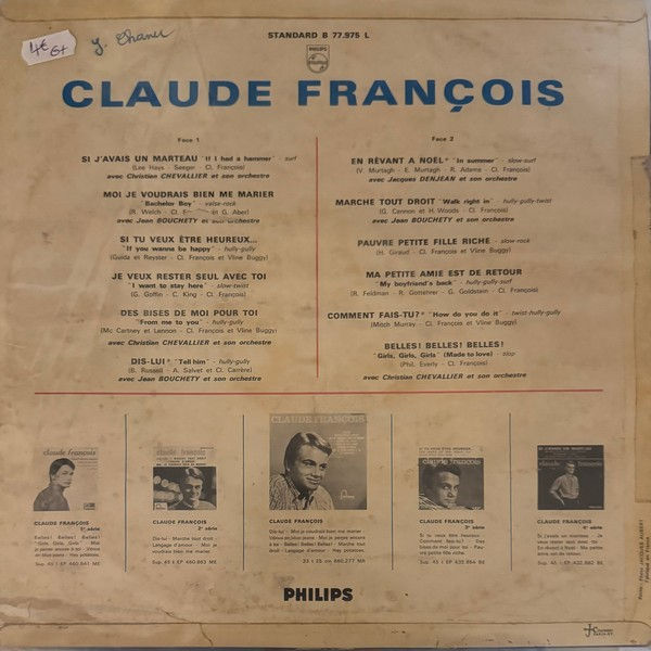 Disque vinyle de Claude François ‎– Si J'avais Un Marteau en vente sur www.vinylesandvintage.com
