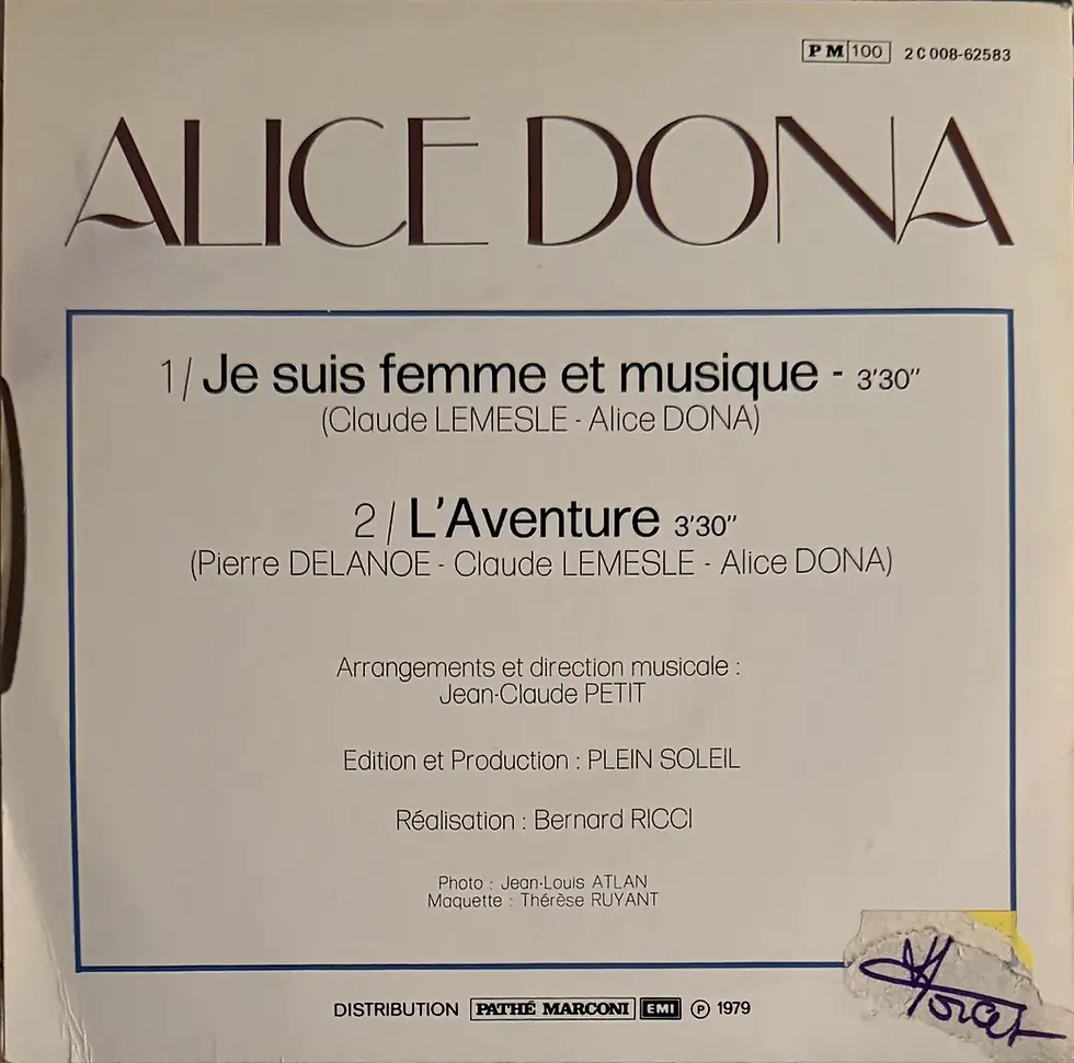Disque vinyle de Alice Dona - Je Suis Femme Et Musique | Vinyles & Vintage