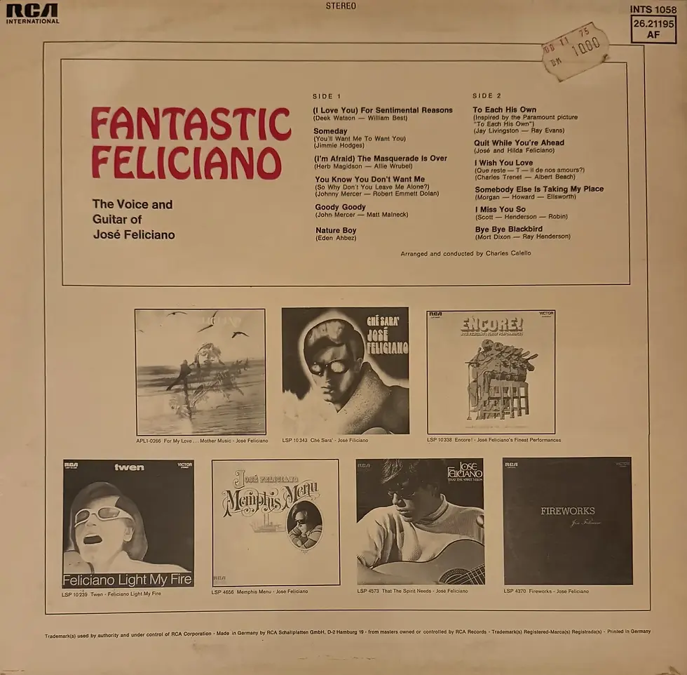 Disque vinyle de Jose Feliciano - Fantastic Feliciano | Vinyles & Vintage