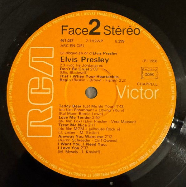 Miniature : Disque vinyle de Elvis Presley ‎– Le Disque D'Or D' Elvis Presley en vente sur Vinyles & Vintage