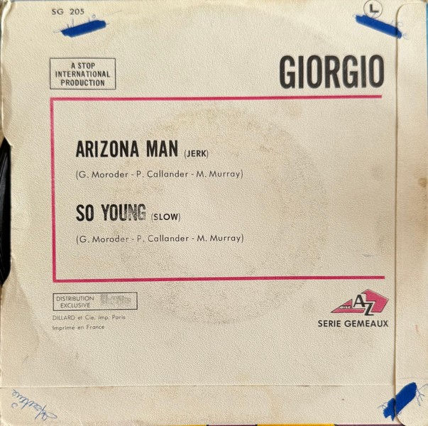 Disque vinyle de Giorgio - Arizona Man / So Young en vente sur www.vinylesandvintage.com