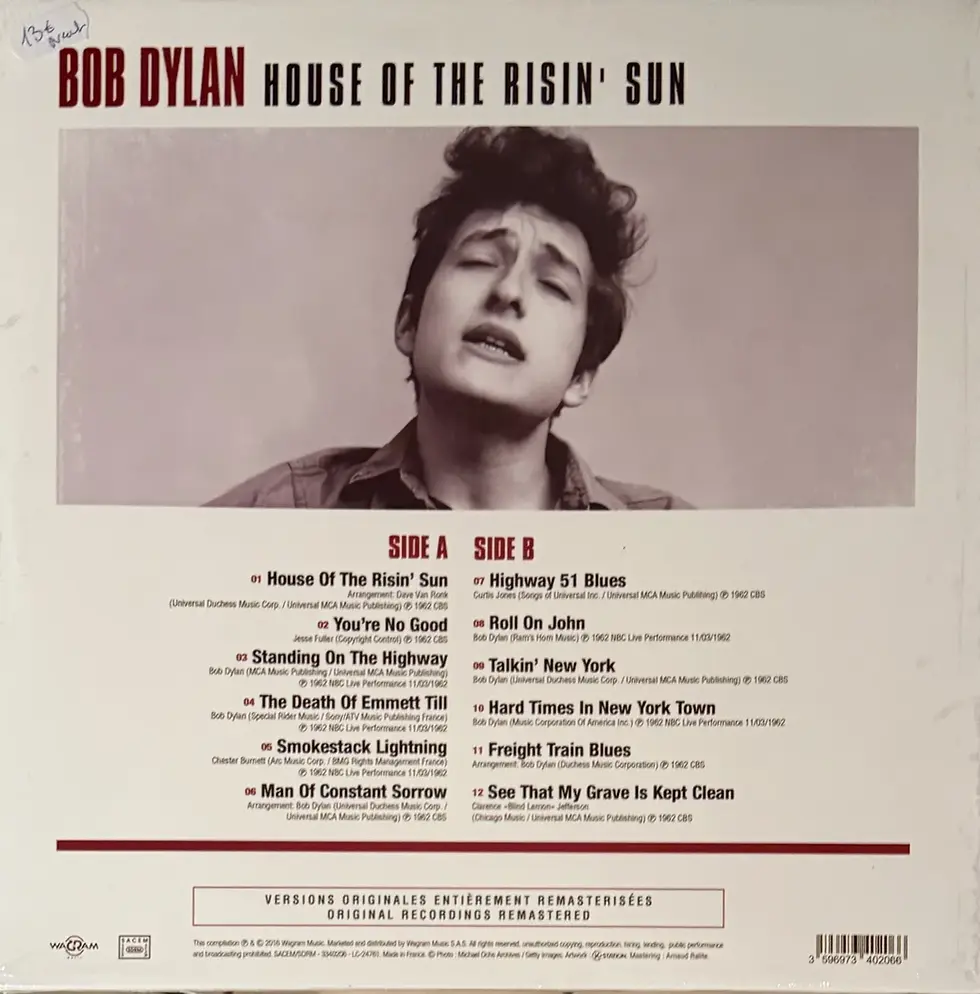 Miniature : Disque vinyle de Bob Dylan - House Of The Risin' Sun | Vinyles & Vintage