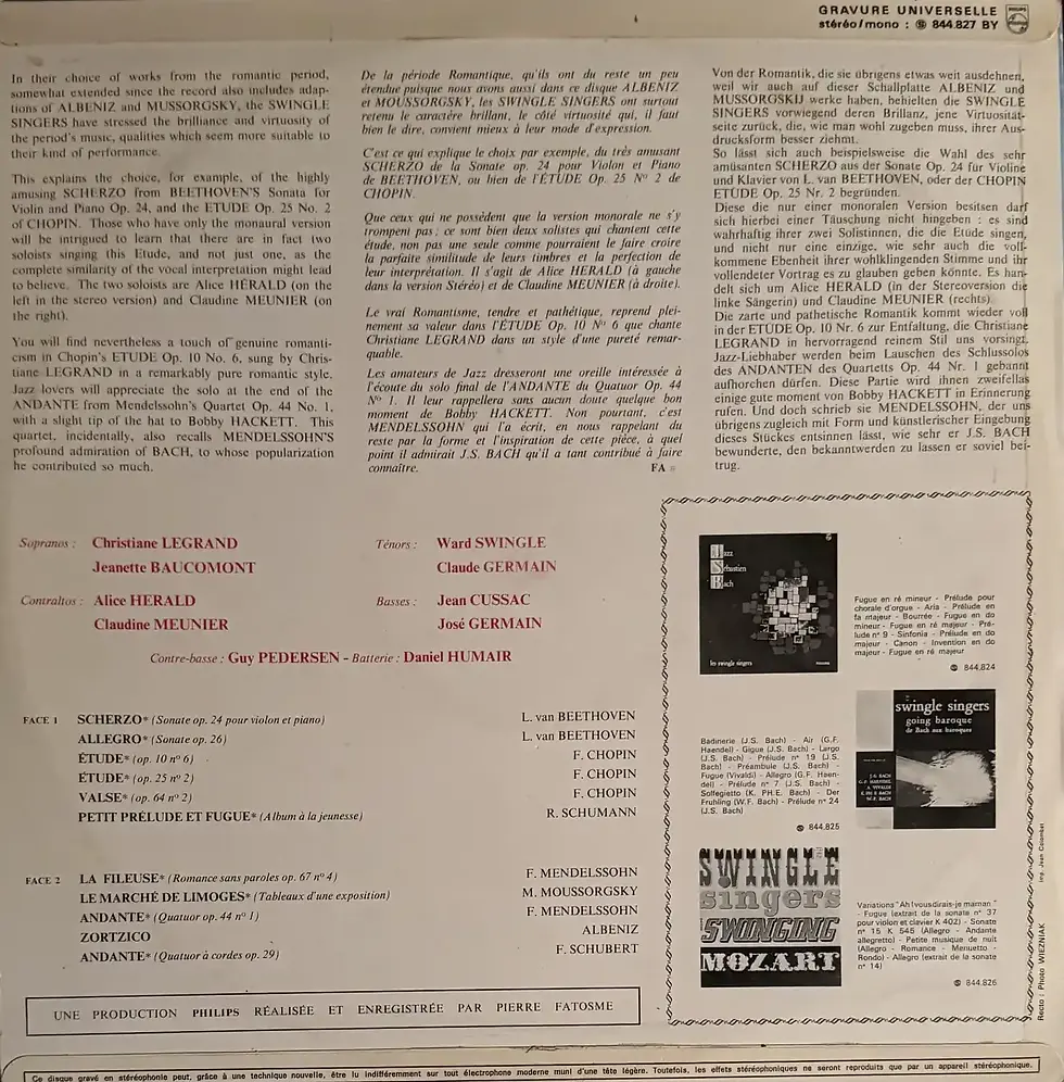 Disque vinyle de Swingle Singers - Les Romantiques | Vinyles & Vintage