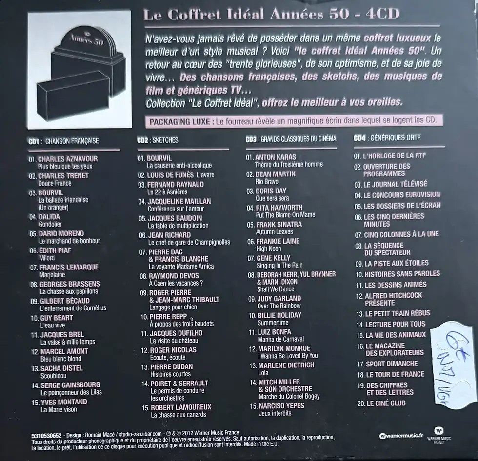 Coffret CD Audio de Le Coffret Idéal Années 50 - Coffret 4 CD, 65 titres | Vinyles & Vintage