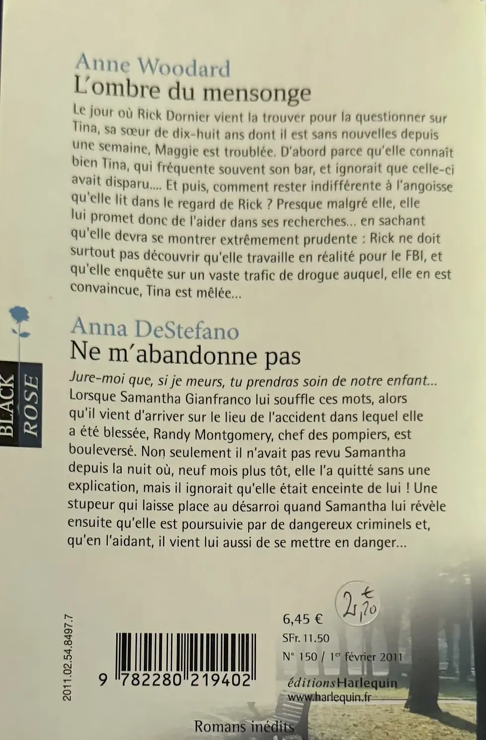 Livre de Anne Woodard - L'ombre du mensonge / Anna DeStefano - Ne m'abandonne pas | Vinyles & Vintage