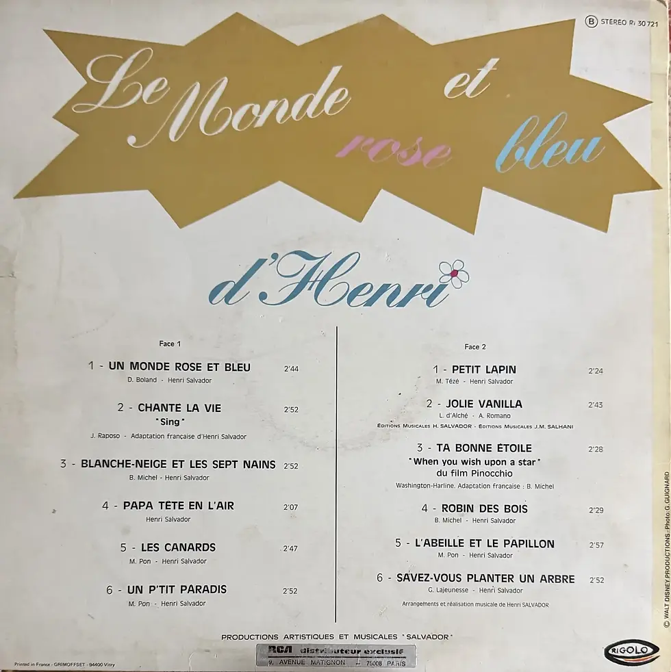 Disque vinyle de Henri Salvador - Le Monde Rose Et Bleu d'Henri | Vinyles & Vintage