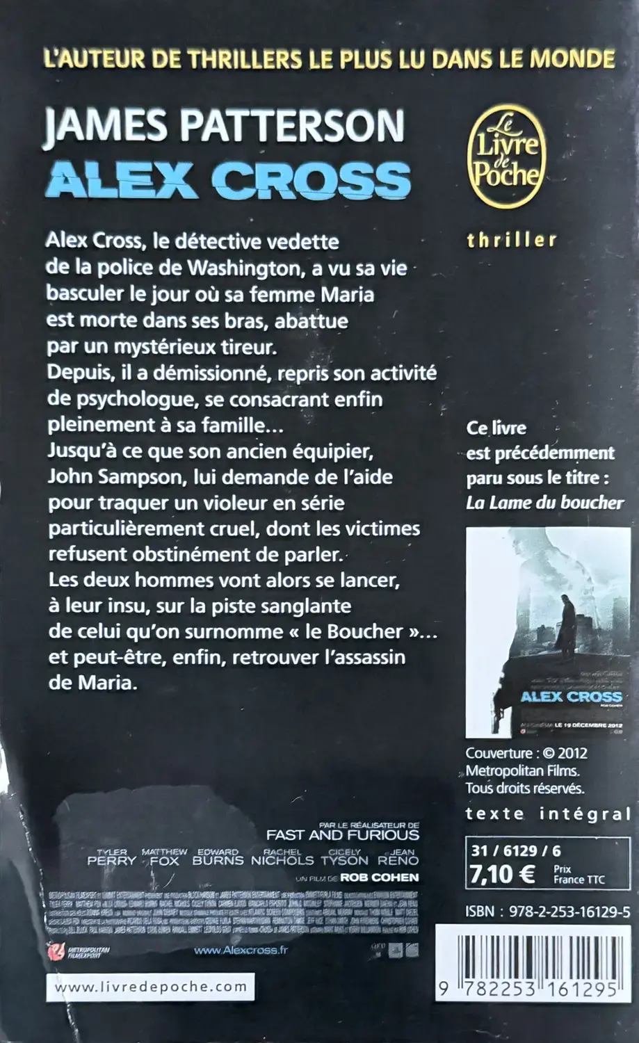 Livre de James Patterson - Alex Cross | Vinyles & Vintage