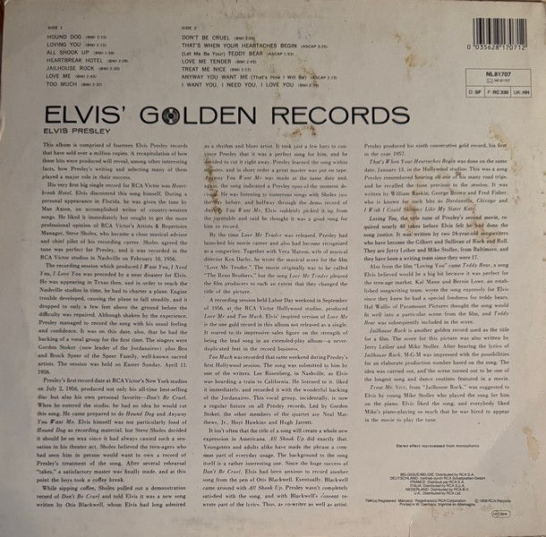 Disque vinyle de Elvis Presley - Elvis' Golden Records en vente sur www.vinylesandvintage.com