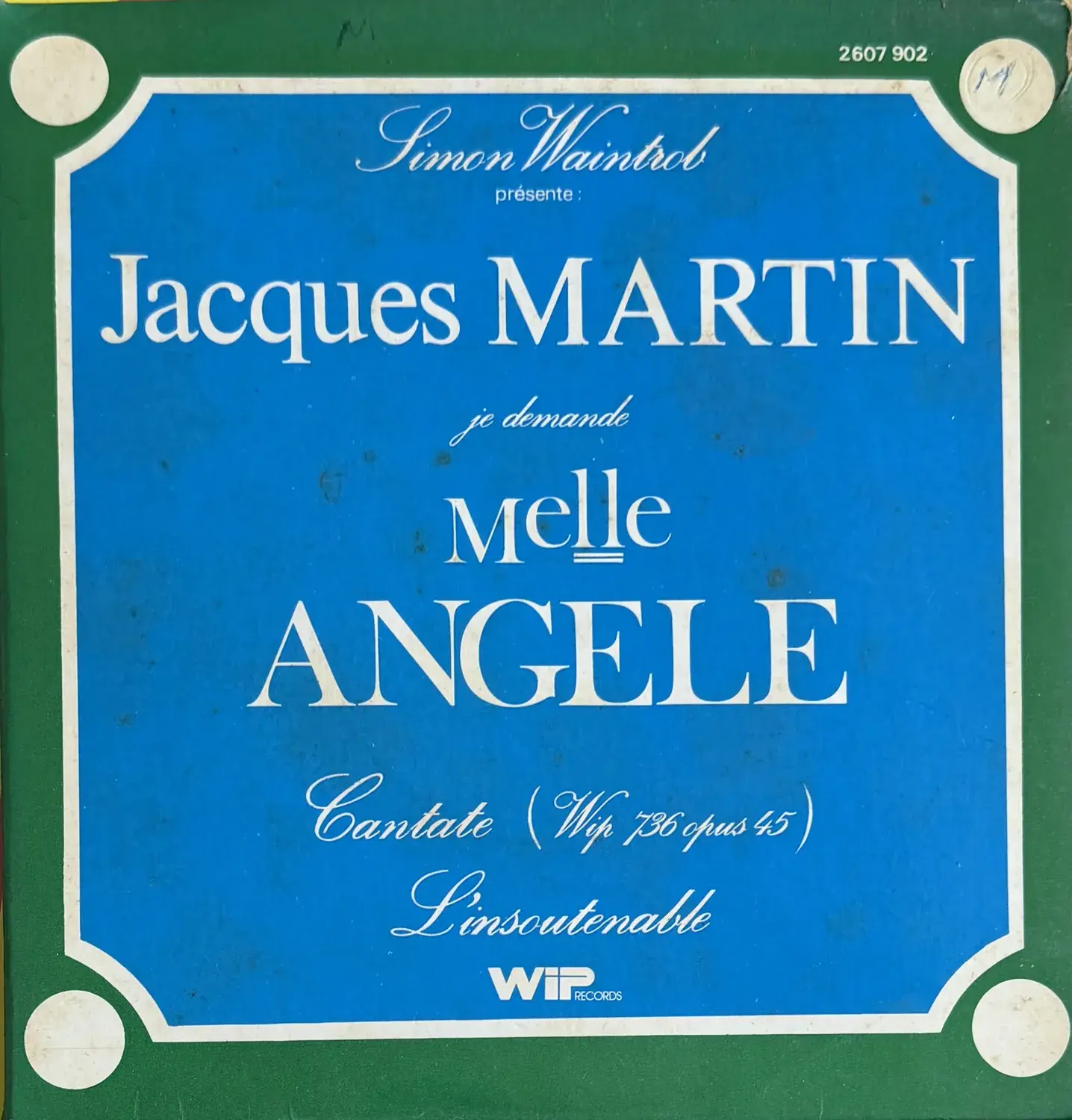 Disque vinyle de Jacques Martin - Je Demande Melle Angèle | Vinyles & Vintage
