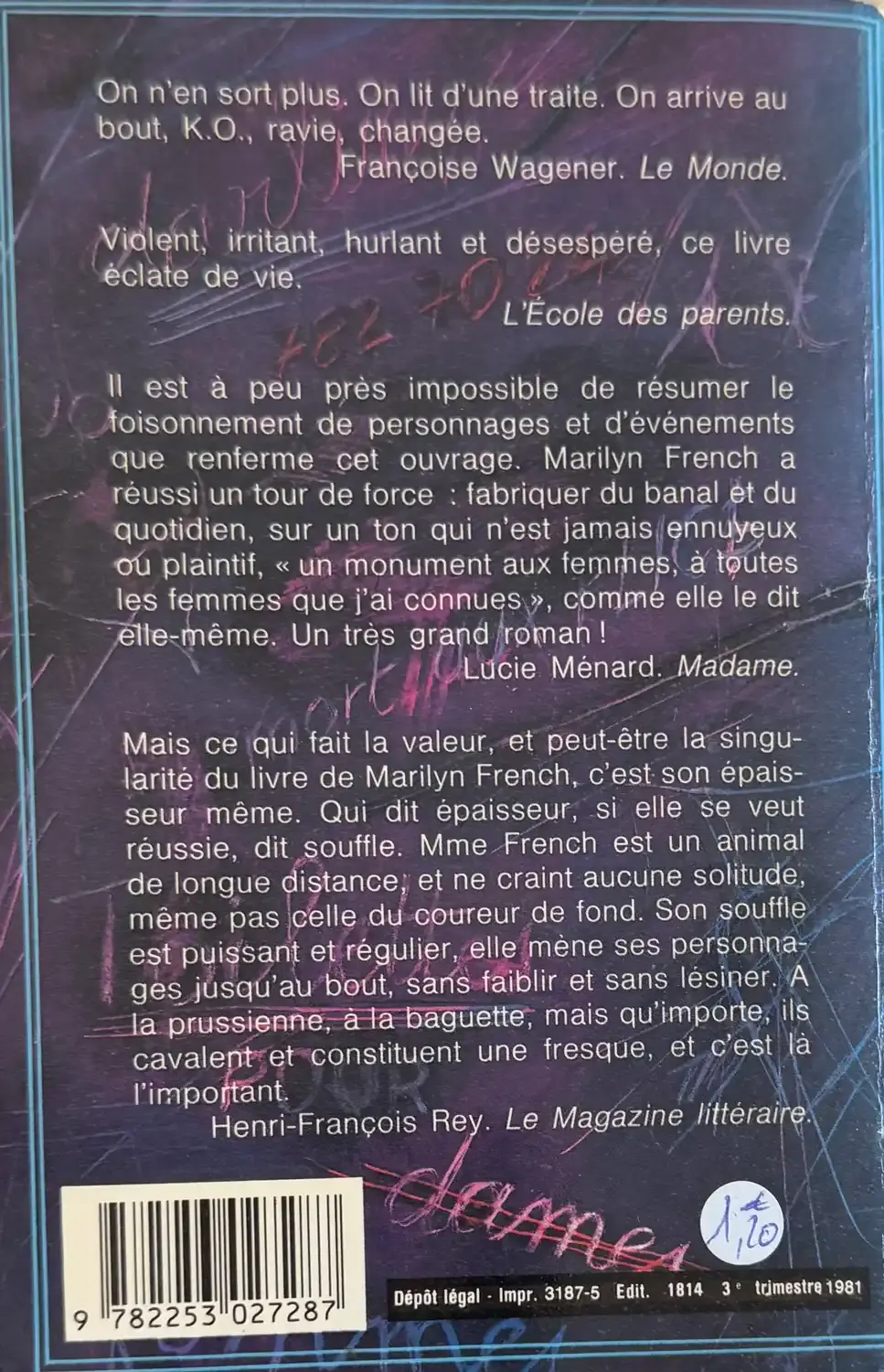 Livre de Marilyn French - Toilettes pour femmes | Vinyles & Vintage