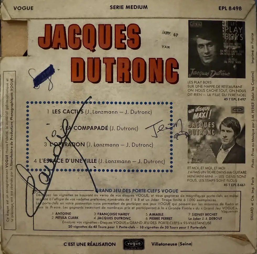 Disque vinyle de Jacques Dutronc - Les Cactus | Vinyles & Vintage